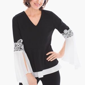 COLORBLOCK LACE TOP (CHICOS BLACK LABEL)